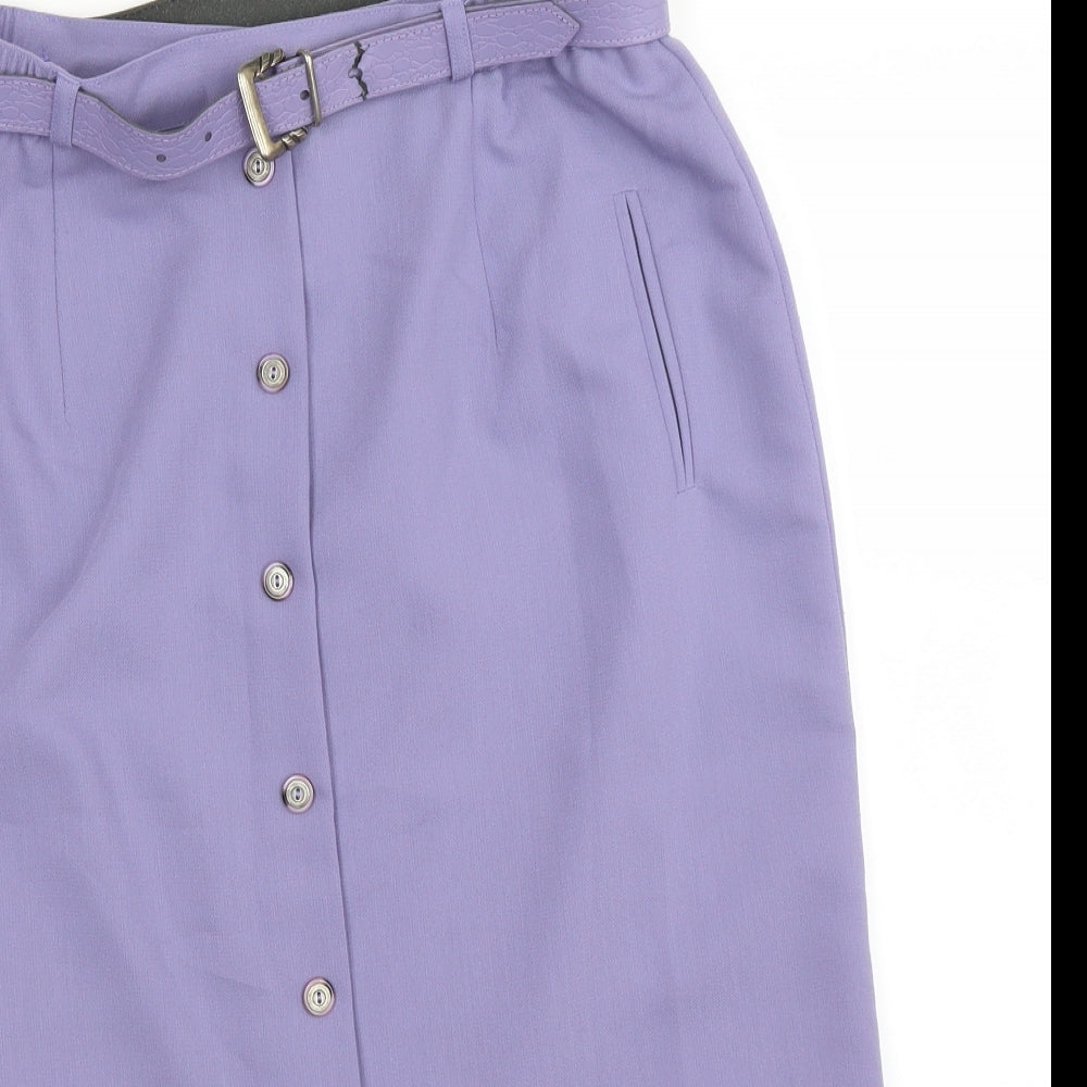 Bonmarché Womens Purple   Straight & Pencil Skirt Size 32 in  - Belted