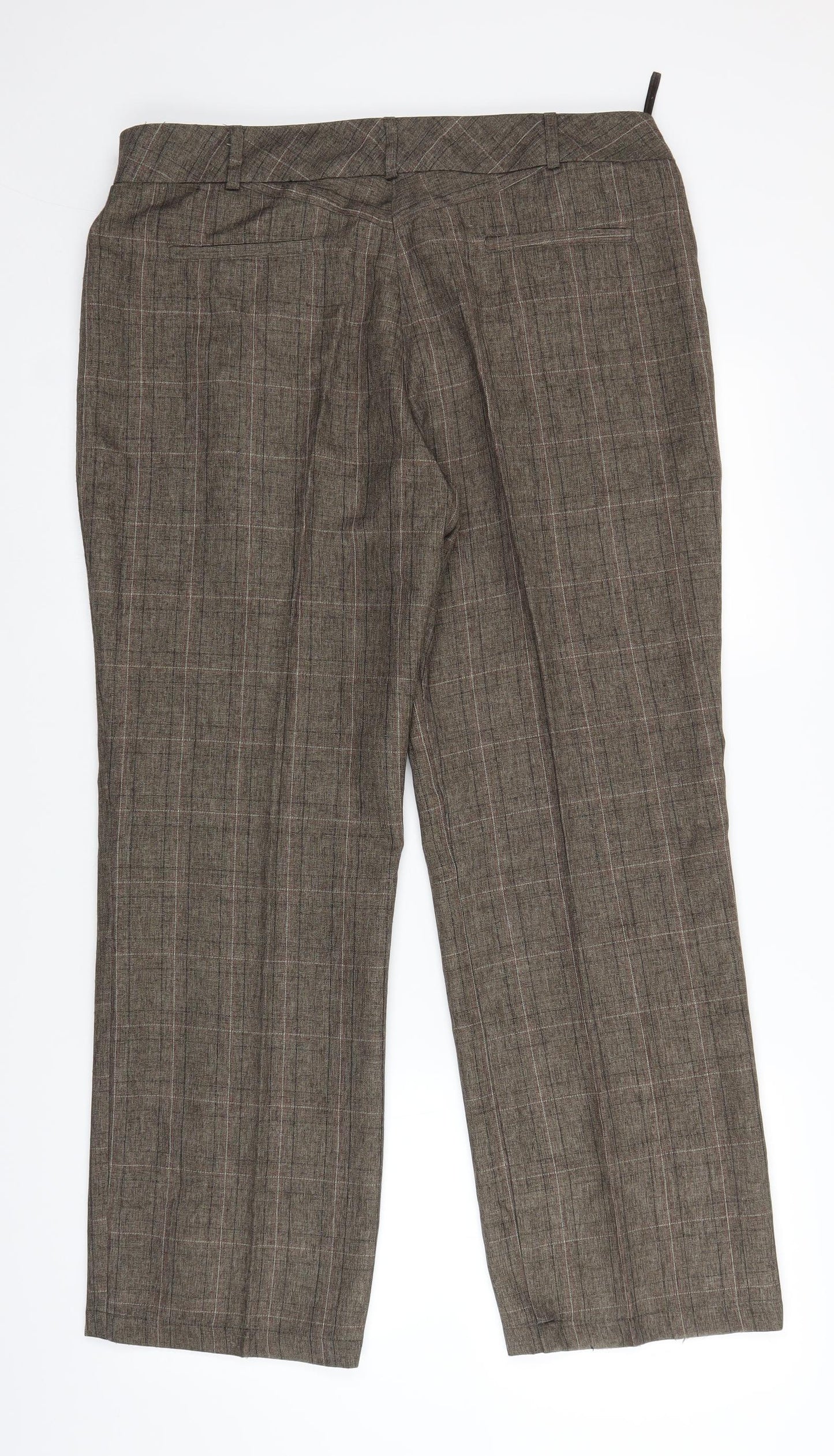 M&Co Womens Brown Plaid  Trousers  Size 18 L28 in