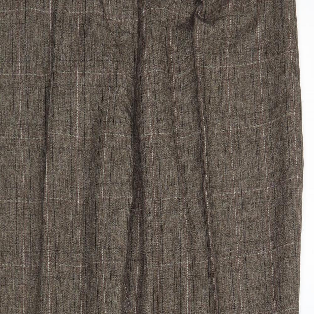 M&Co Womens Brown Plaid  Trousers  Size 18 L28 in