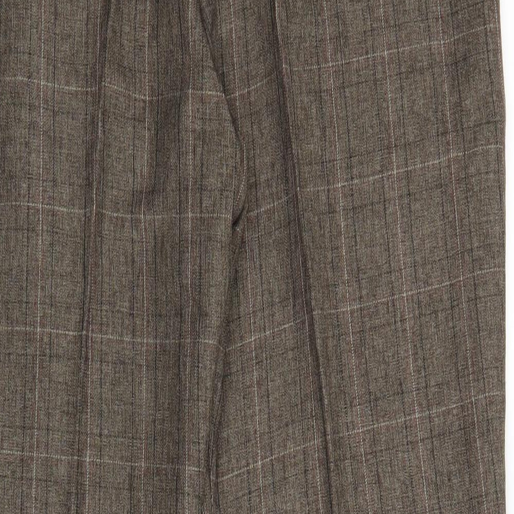 M&Co Womens Brown Plaid  Trousers  Size 18 L28 in