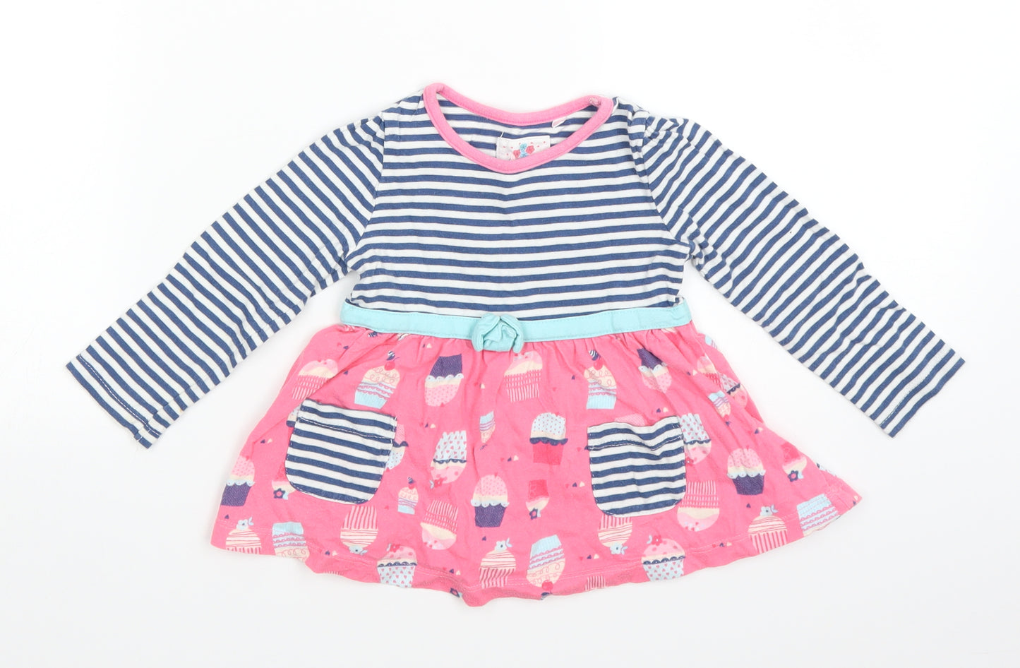 TU Girls Blue Striped  Fit & Flare  Size 18-24 Months