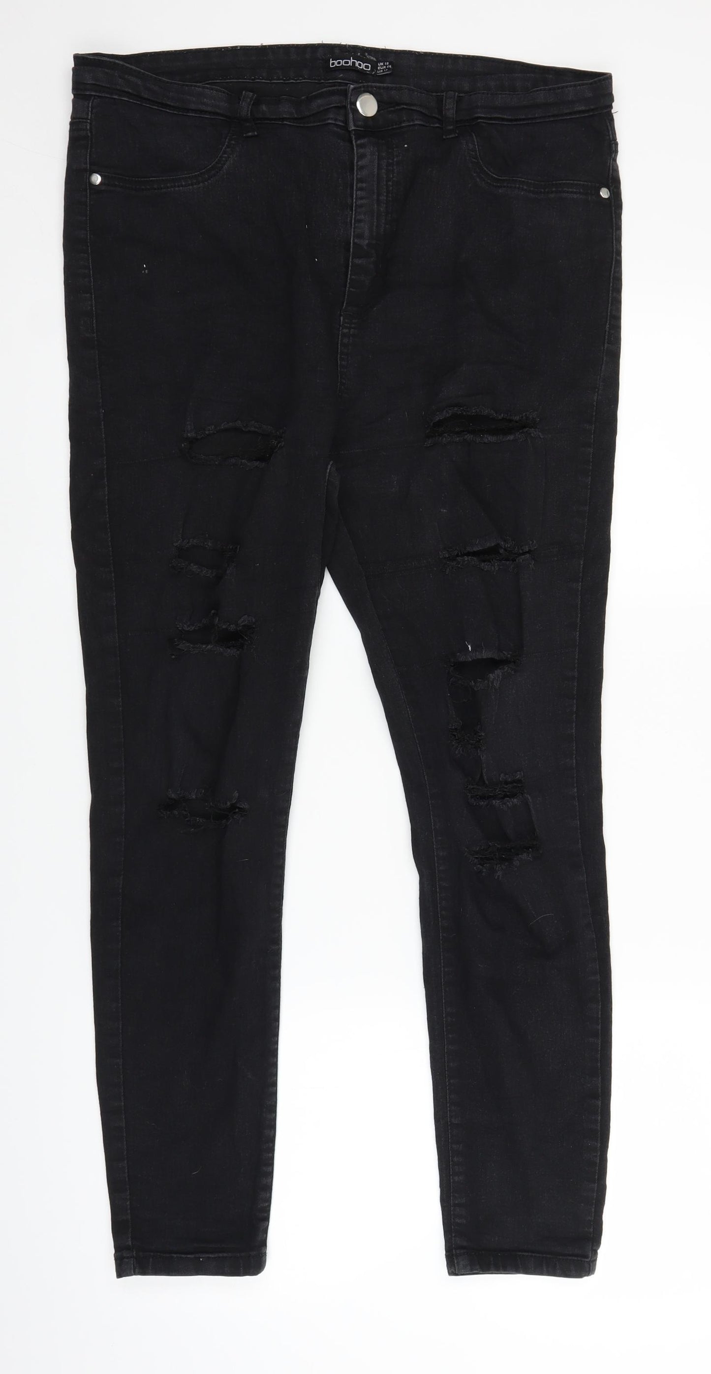 Boohoo Womens Black  Denim Straight Jeans Size 18 L26 in
