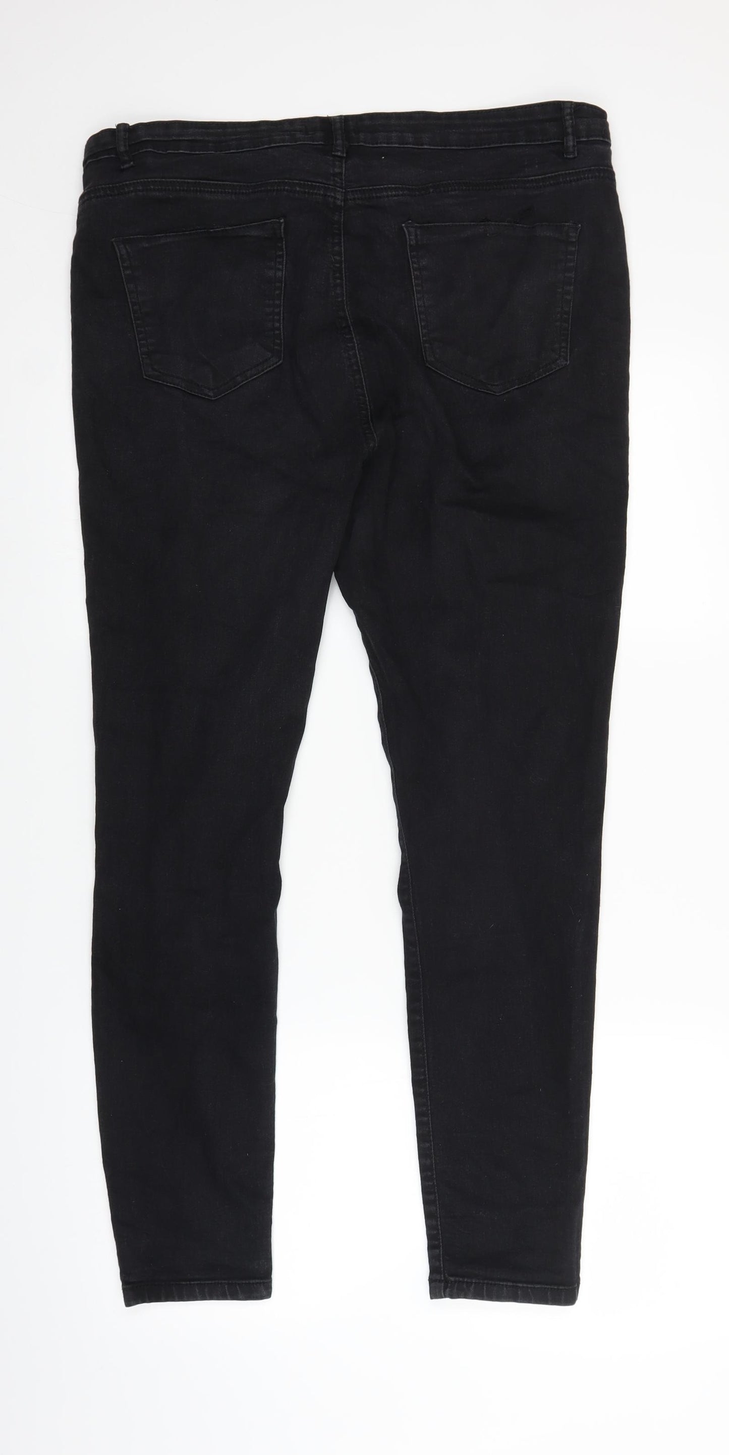 Boohoo Womens Black  Denim Straight Jeans Size 18 L26 in