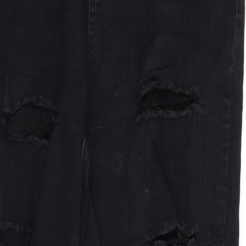 Boohoo Womens Black  Denim Straight Jeans Size 18 L26 in