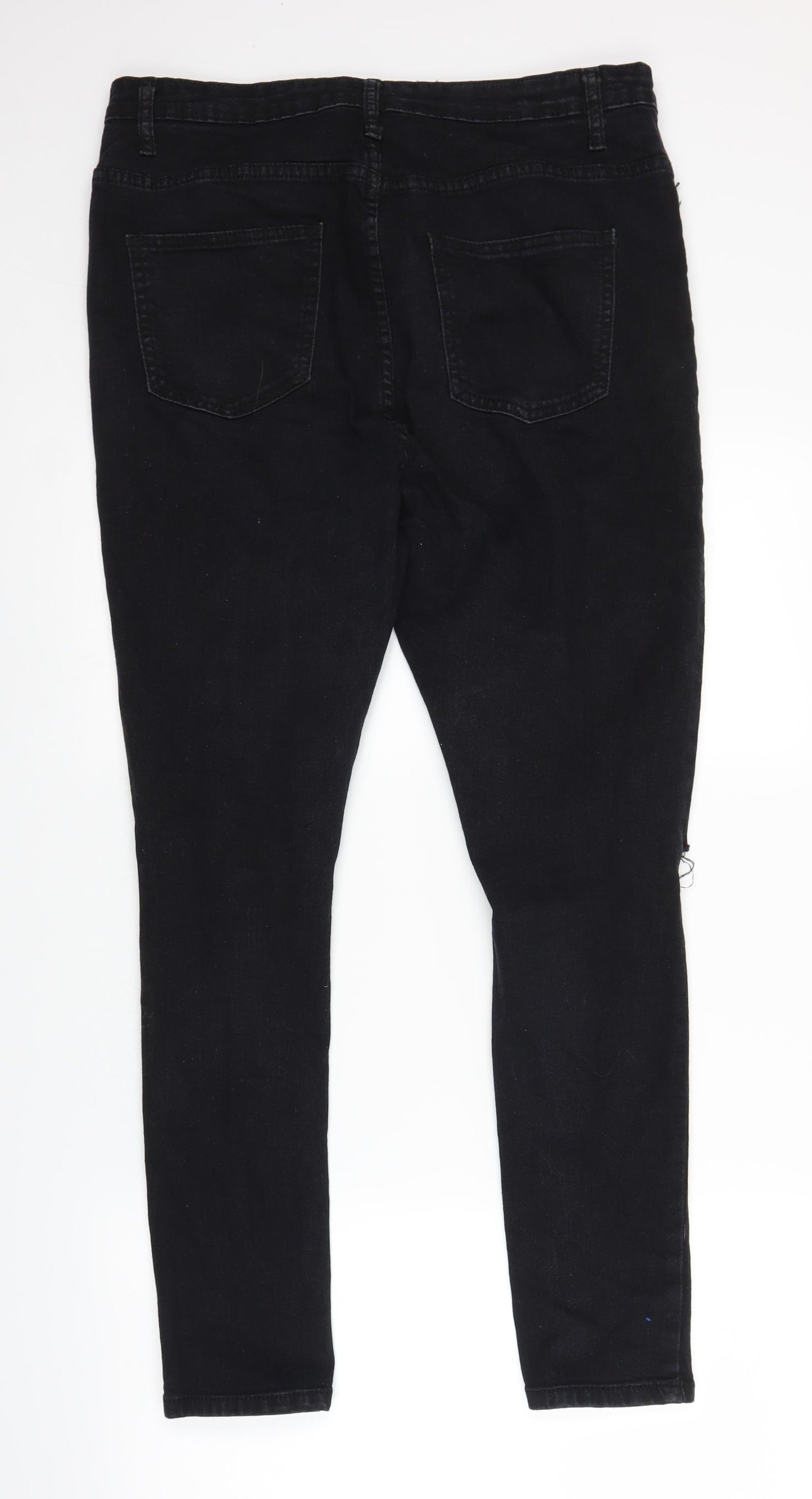 Boohoo Womens Black  Denim Straight Jeans Size 16 L27 in