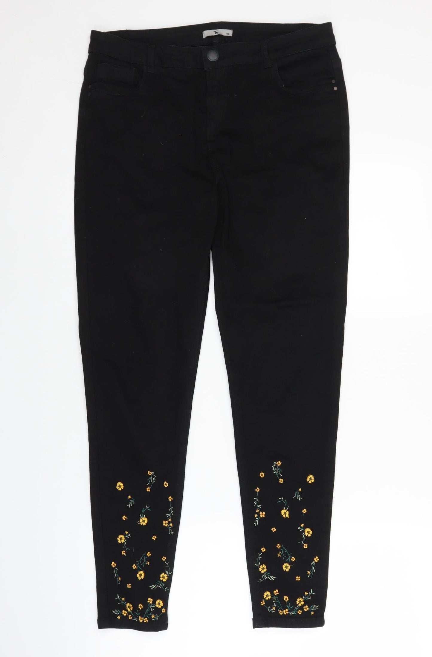 TU Womens Black  Denim Straight Jeans Size 14 L26 in
