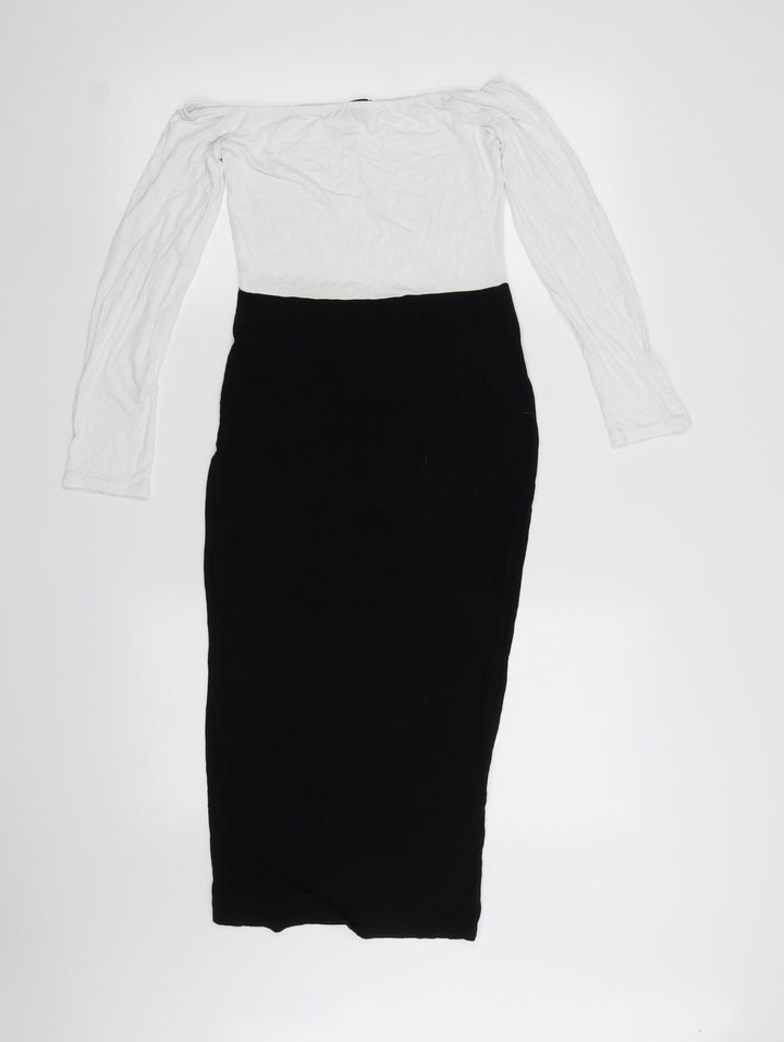 PRETTYLITTLETHING Womens Black Pencil Dress Size 10