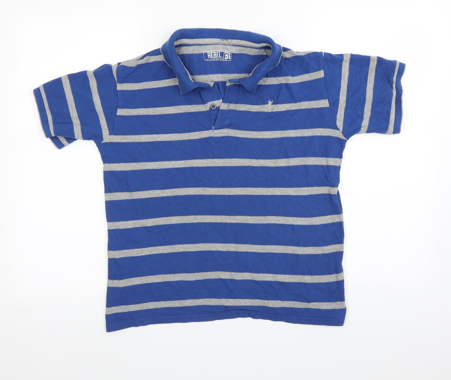 Rebel Boys Blue Striped  Basic Polo Size 12-13 Years