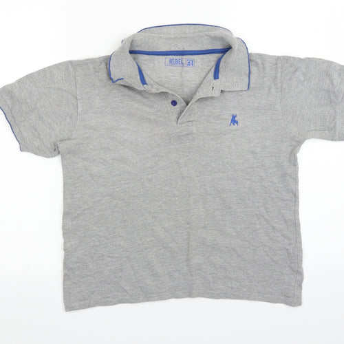 Rebel Boys Grey   Basic Polo Size 12-13 Years