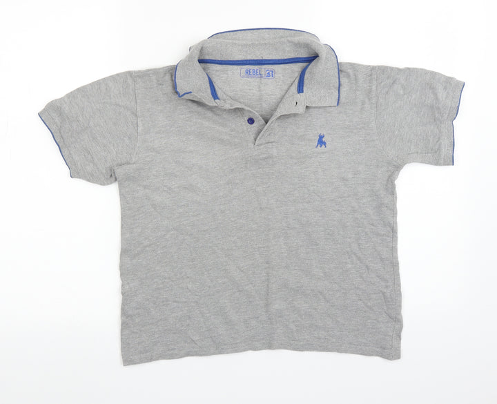 Rebel Boys Grey   Basic Polo Size 12-13 Years