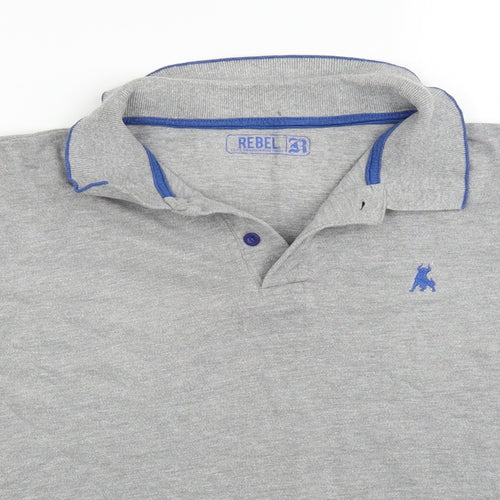 Rebel Boys Grey   Basic Polo Size 12-13 Years