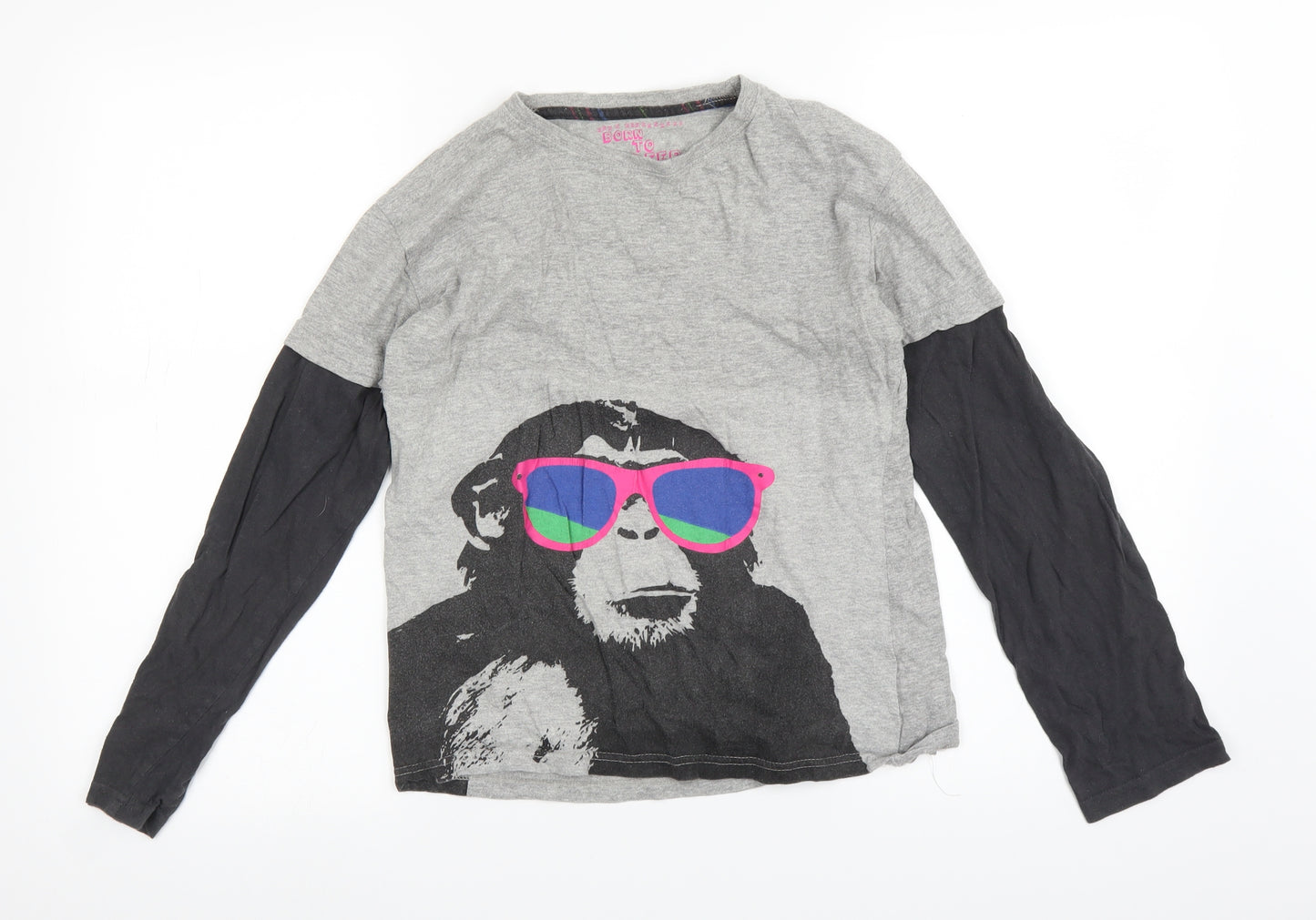 BORN TO SLEEP Girls Green   Basic T-Shirt Size 13 Years  - MONKEY
