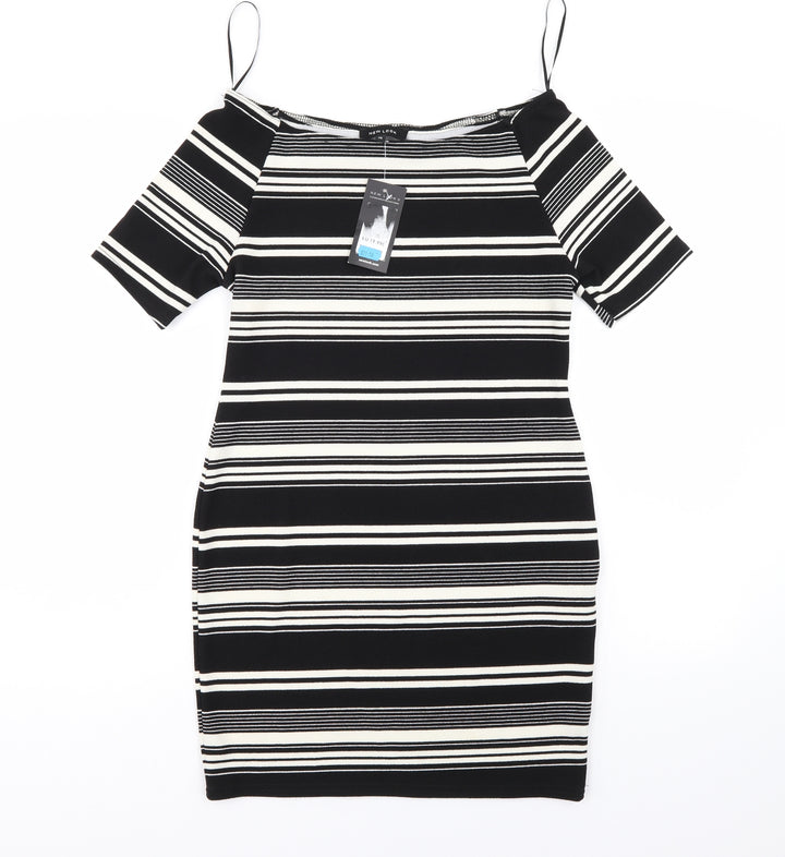 New Look Womens Black Striped Bodycon Size 14