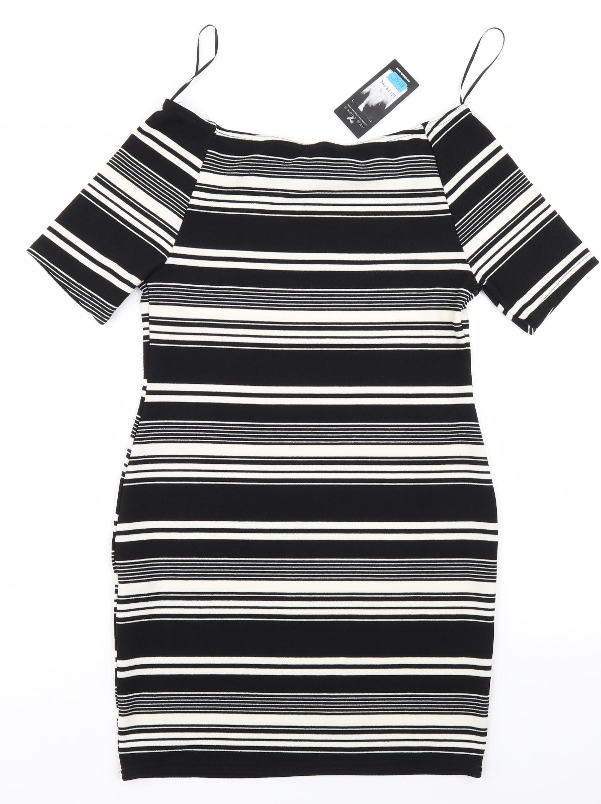 New Look Womens Black Striped  Bodycon  Size 14