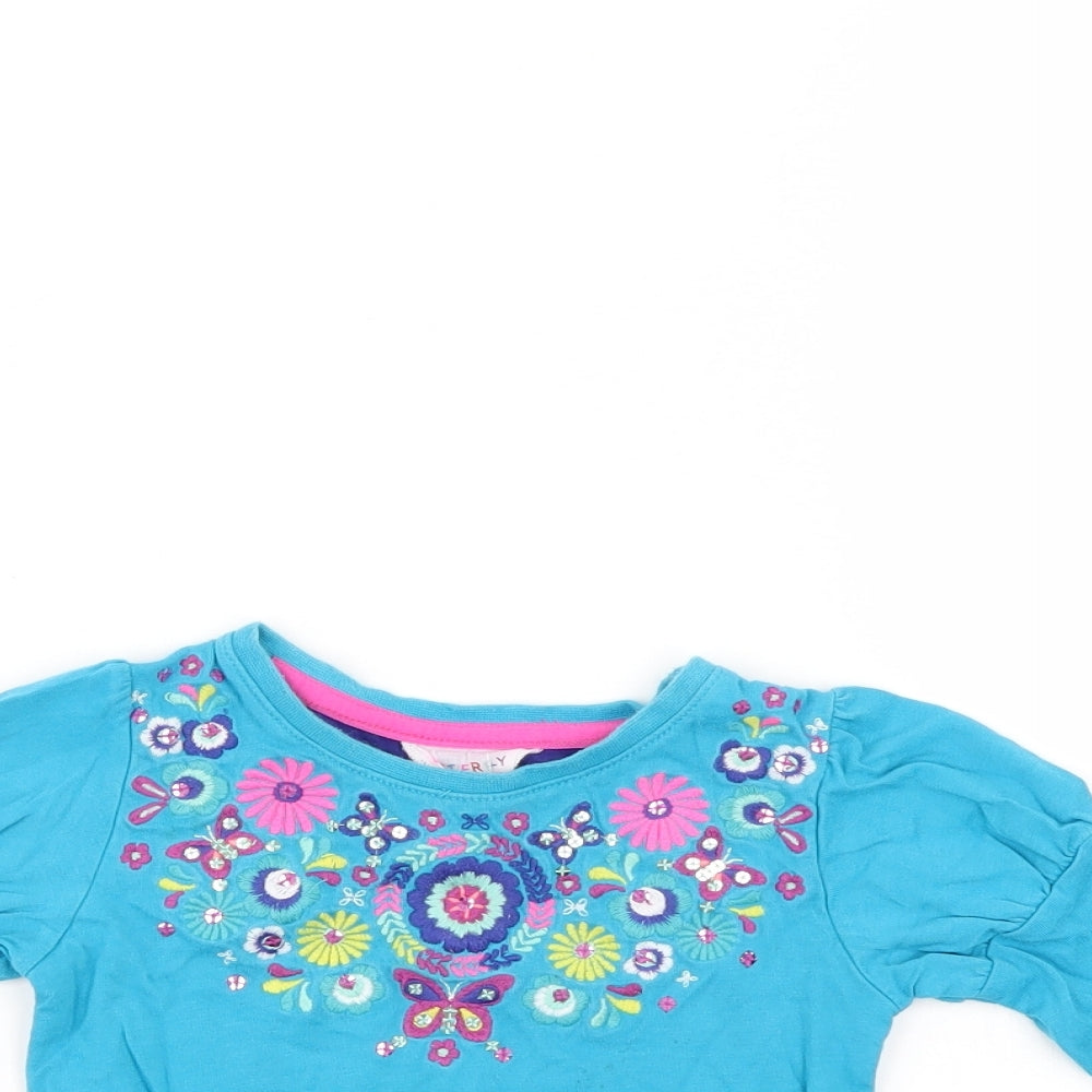 Butterfly Girl  Blue Floral  Basic Casual Size 12-18 Months