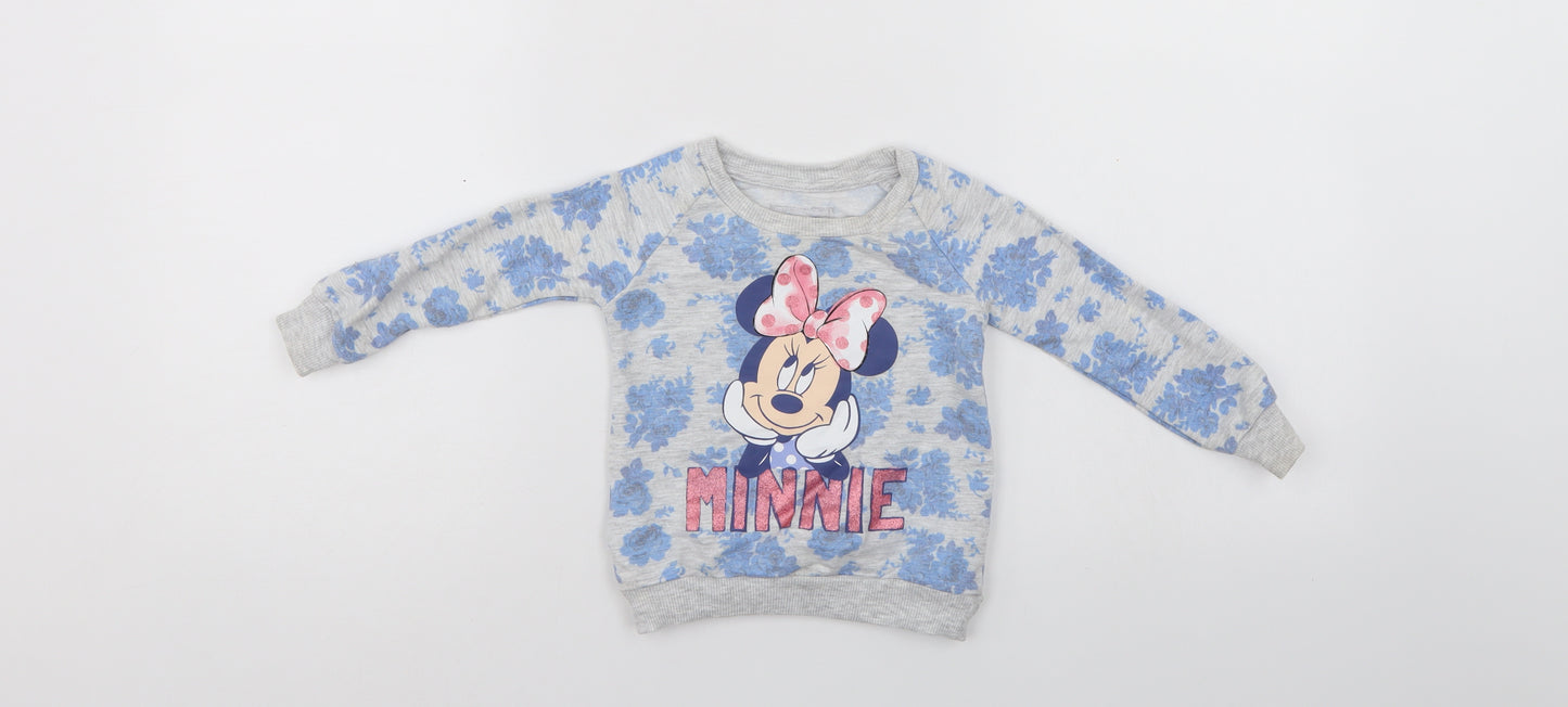 Disney Girls Multicoloured Floral  Pullover Jumper Size 9-12 Months