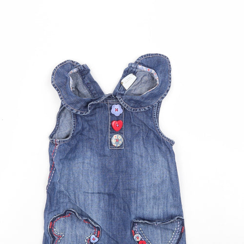 NEXT Girls Blue  Denim Pinafore/Dungaree Dress  Size 12-18 Months