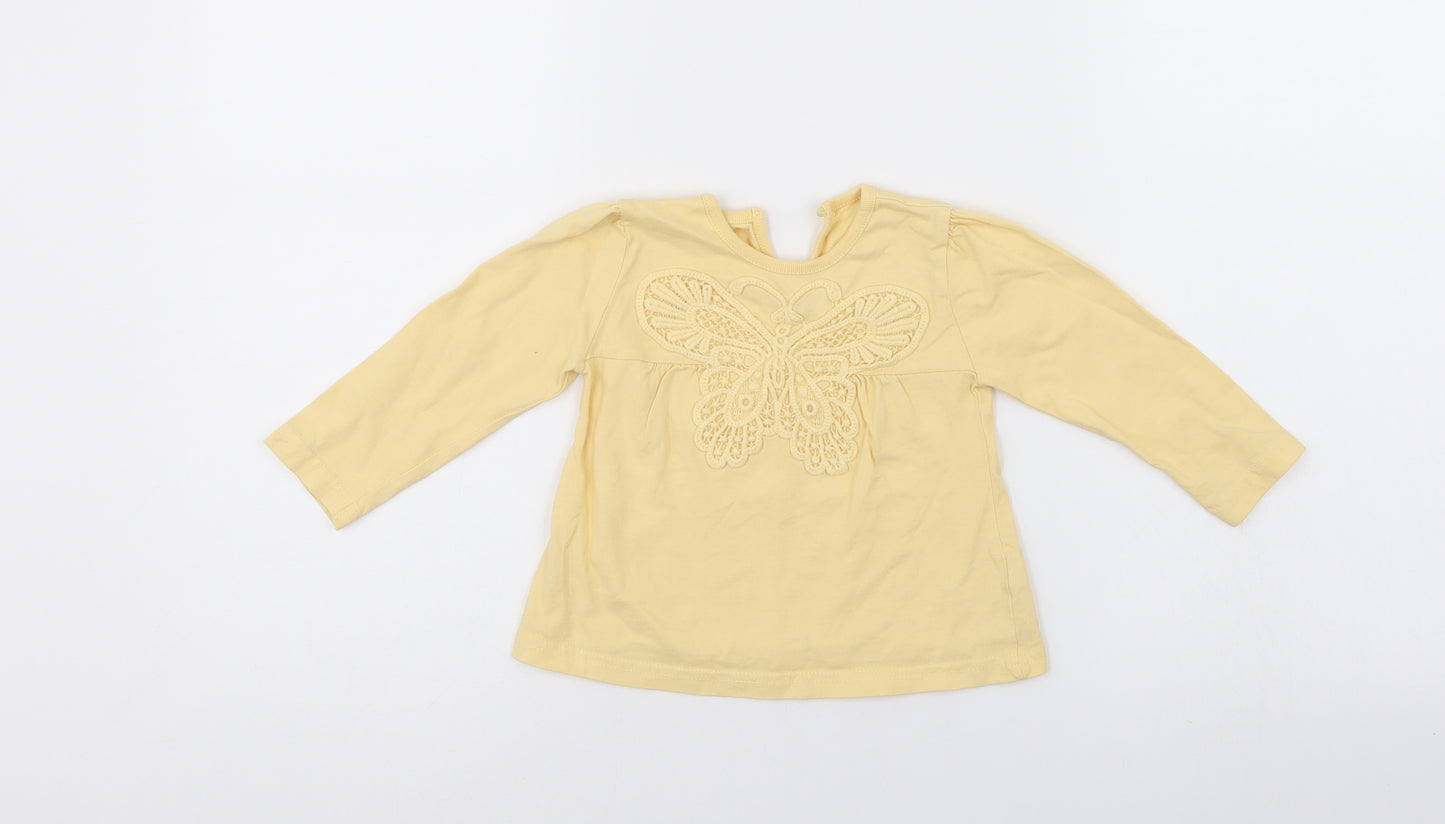 George Girls Yellow Animal Print  Pullover Jumper Size 9-12 Months