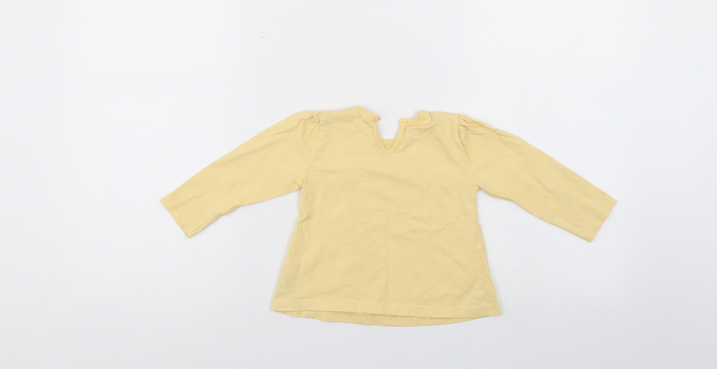 George Girls Yellow Animal Print  Pullover Jumper Size 9-12 Months