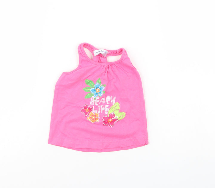 Earlydays Girls Pink   Basic Tank Size 12-18 Months