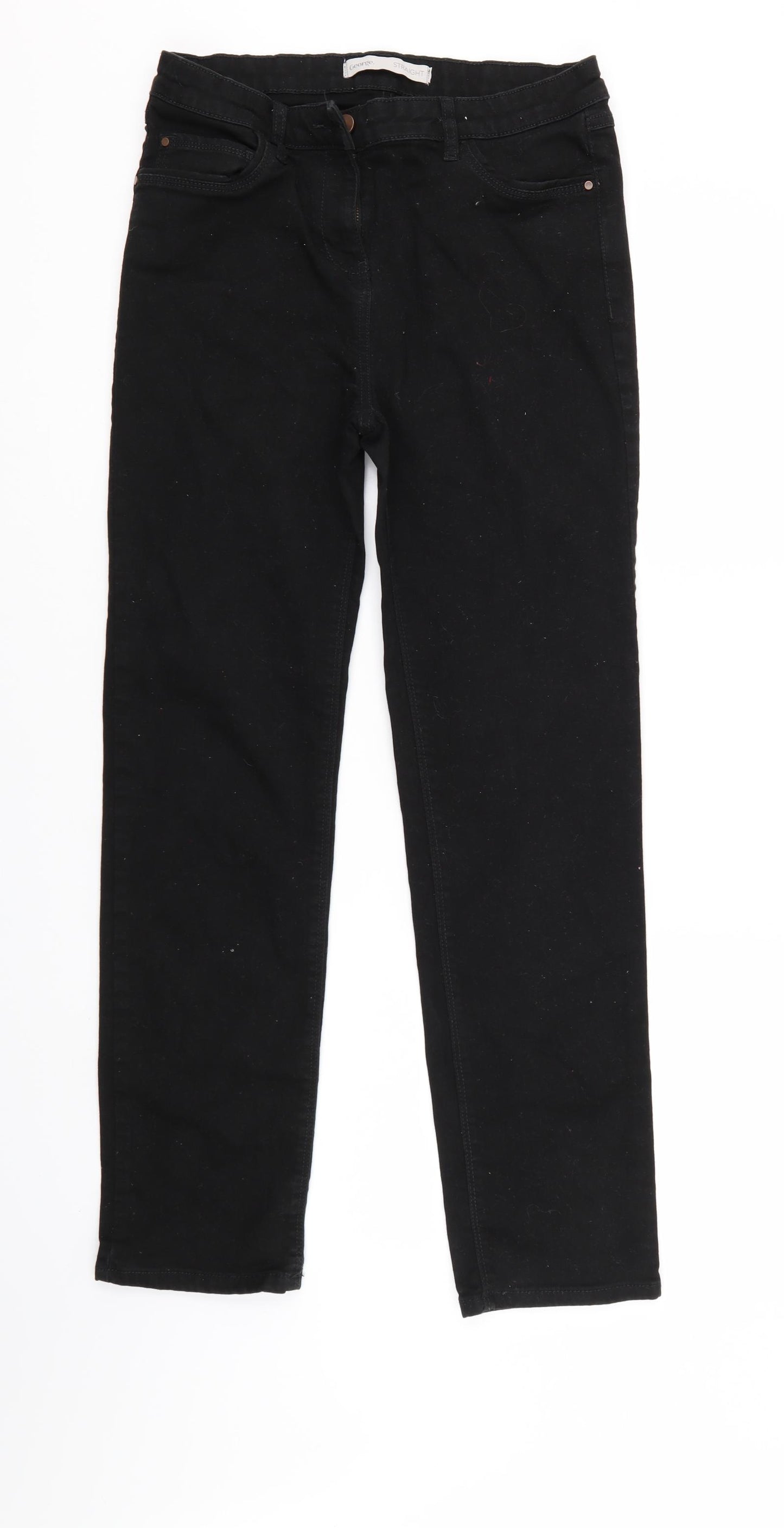 George Womens Black  Denim Straight Jeans Size 14 L29 in