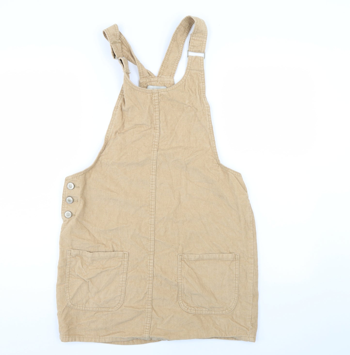 Denim & Co. Womens Beige  Corduroy Pinafore/Dungaree Dress  Size 12