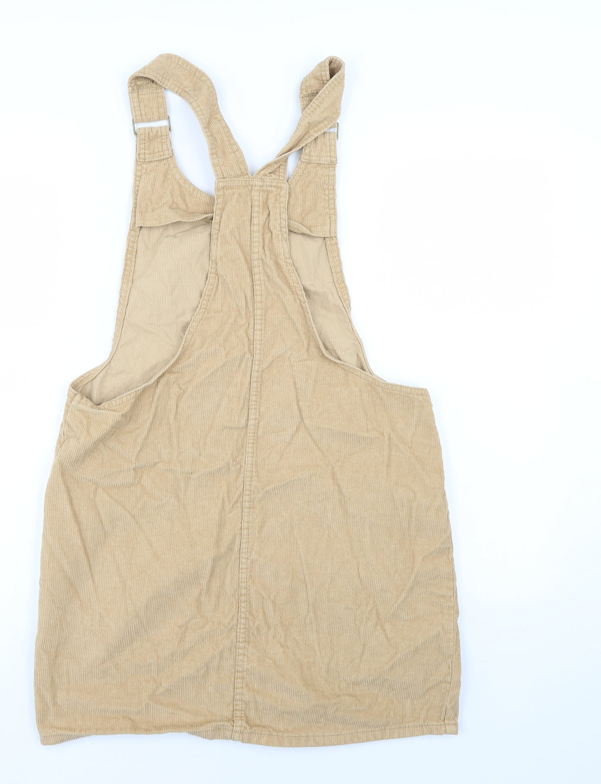Denim & Co. Womens Beige  Corduroy Pinafore/Dungaree Dress  Size 12