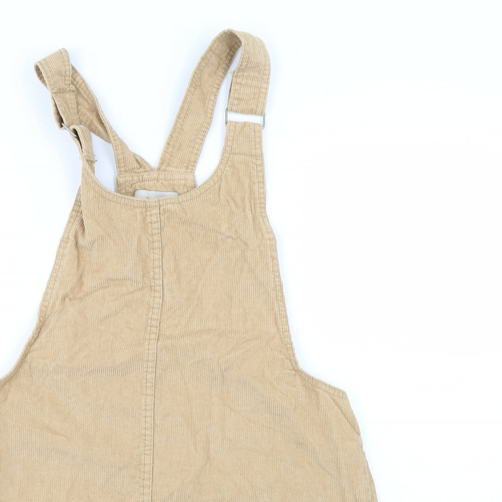 Denim & Co. Womens Beige  Corduroy Pinafore/Dungaree Dress  Size 12