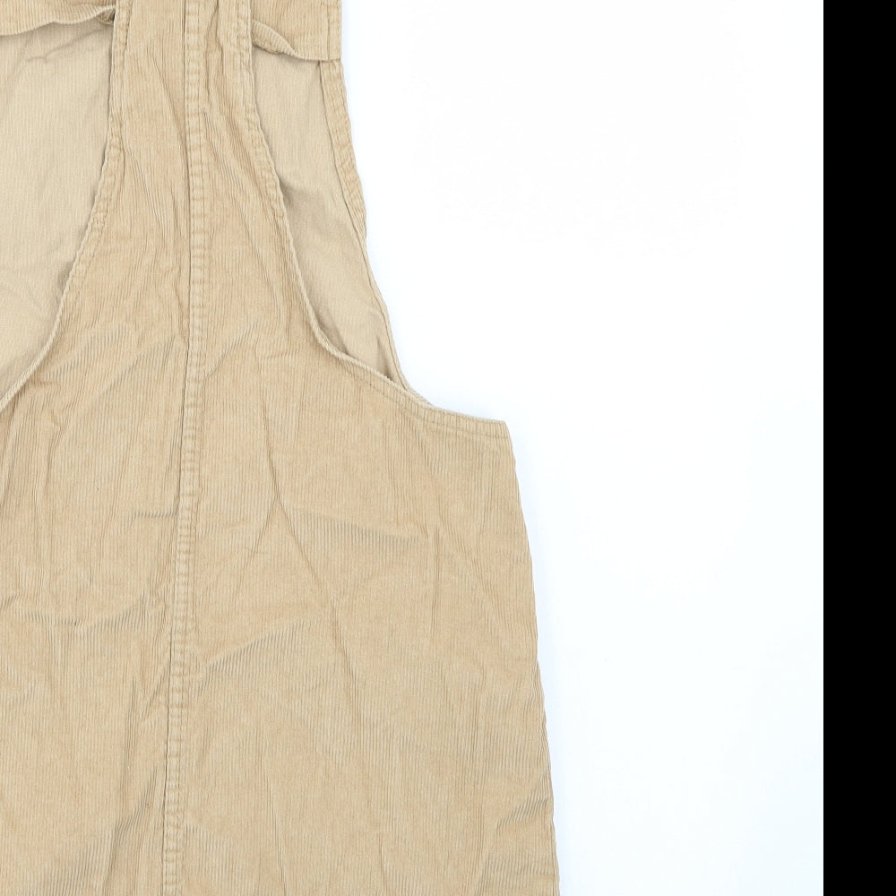 Denim & Co. Womens Beige  Corduroy Pinafore/Dungaree Dress  Size 12
