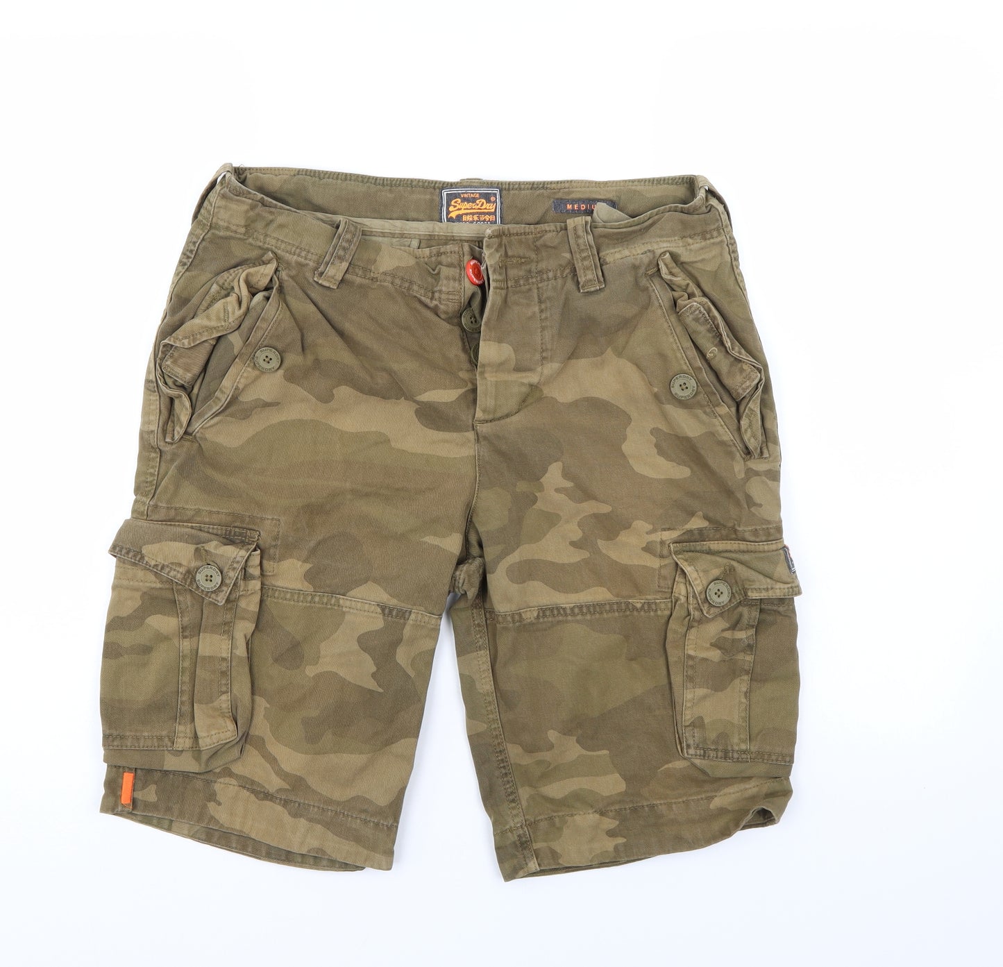 Superdry Mens Multicoloured Camouflage Denim Chino Shorts Size M