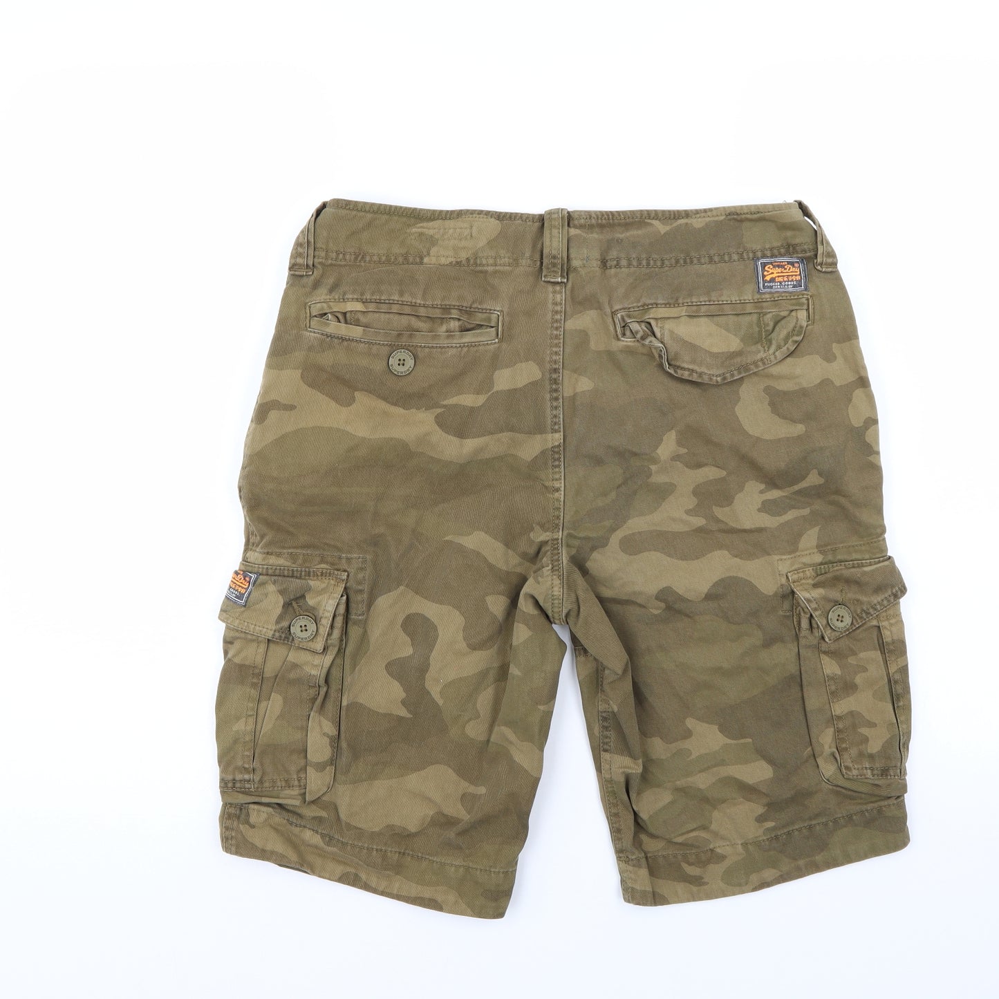 Superdry Mens Multicoloured Camouflage Denim Chino Shorts Size M
