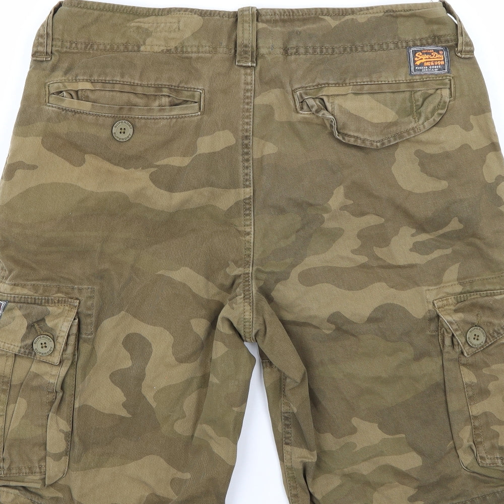 Superdry Mens Multicoloured Camouflage Denim Chino Shorts Size M