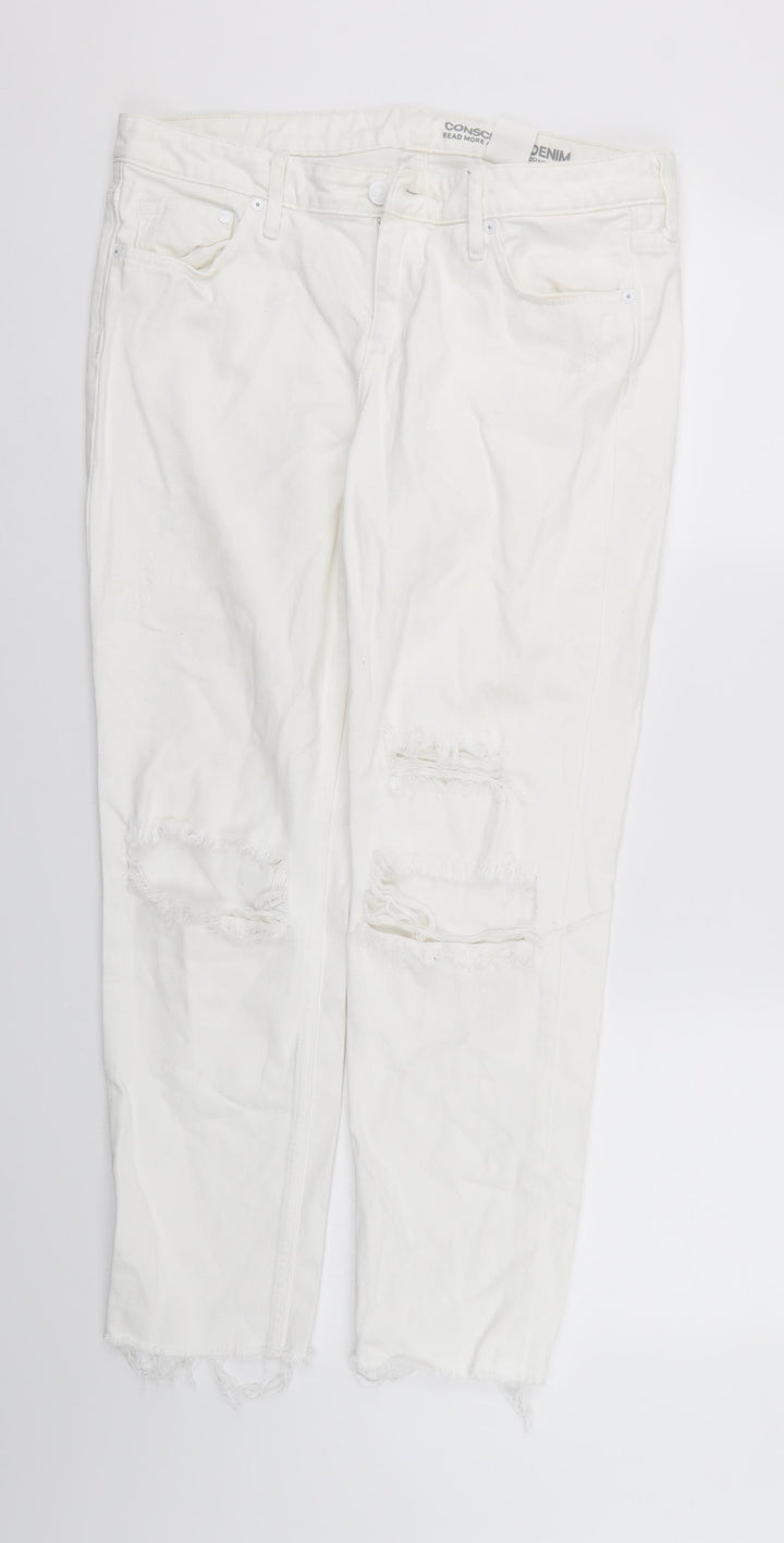 &Denim Womens White Denim Cropped Jeans Size 32 in L27 in