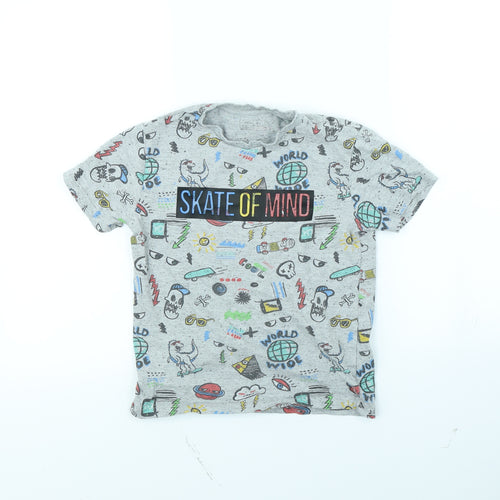 NEXT Boys Grey Spotted  Basic T-Shirt Size 7 Years