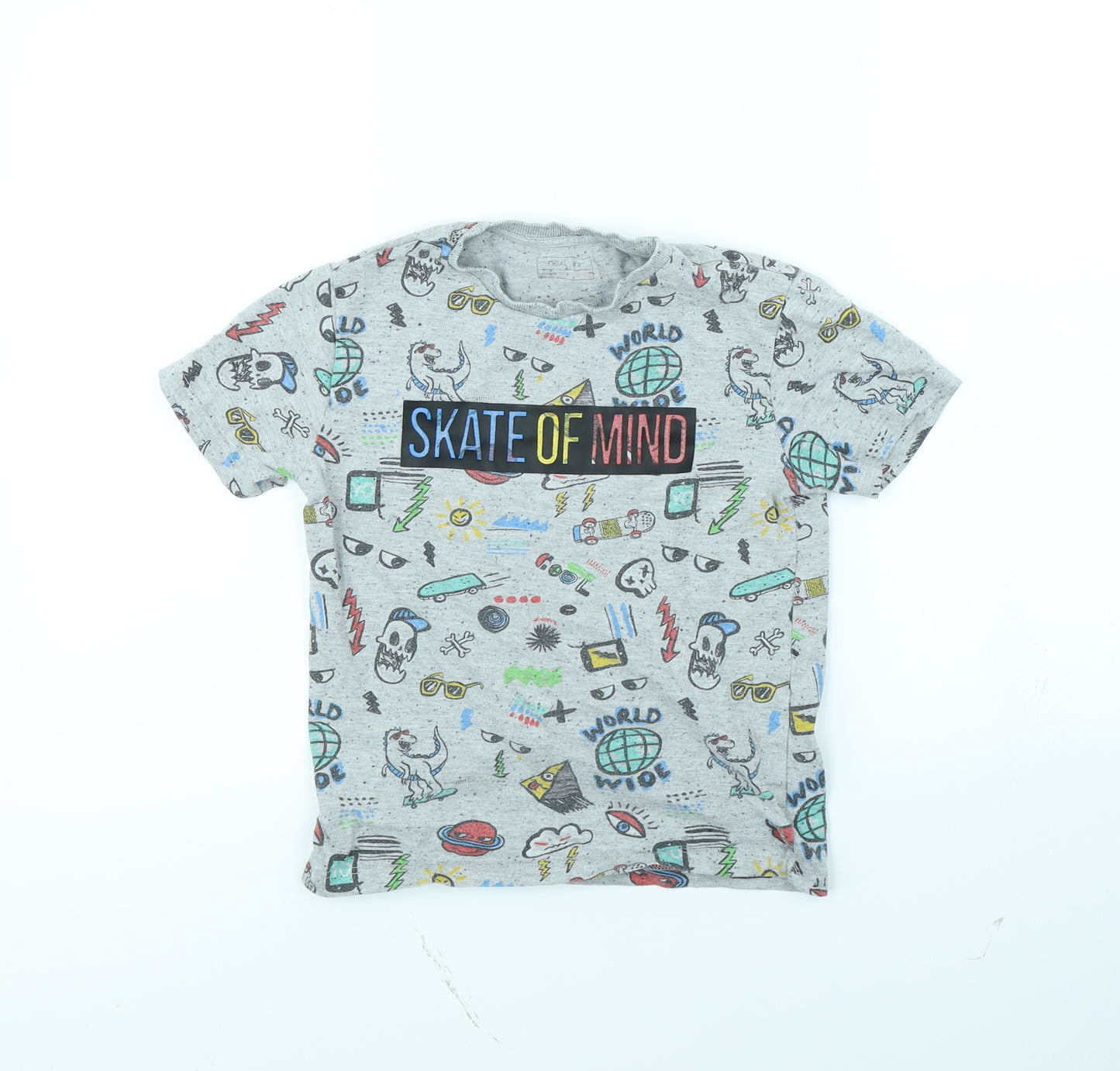 NEXT Boys Grey Spotted  Basic T-Shirt Size 7 Years