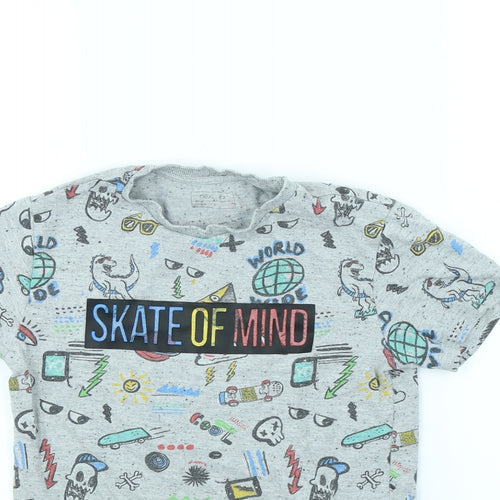 NEXT Boys Grey Spotted  Basic T-Shirt Size 7 Years