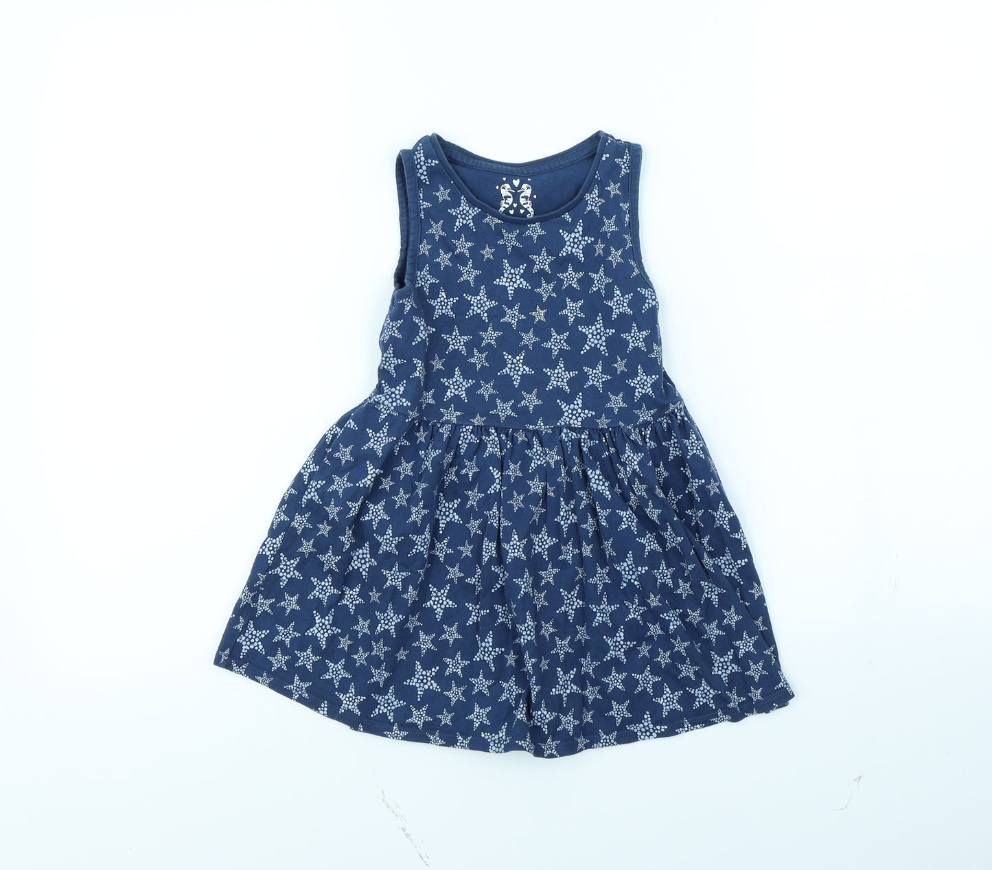 F&F Girls Blue Spotted  Fit & Flare  Size 3 Years  - Star pattern