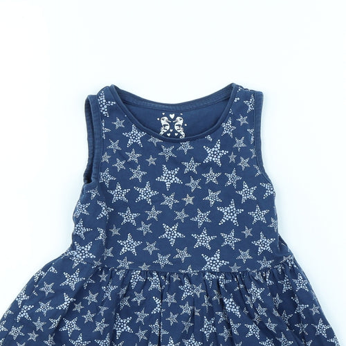 F&F Girls Blue Spotted  Fit & Flare  Size 3 Years  - Star pattern
