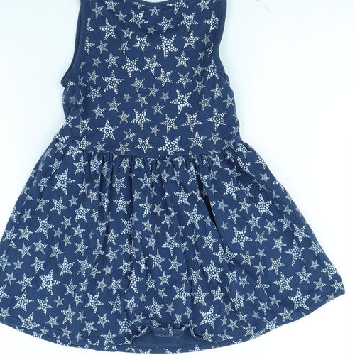 F&F Girls Blue Spotted  Fit & Flare  Size 3 Years  - Star pattern