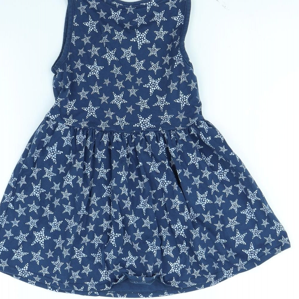 F&F Girls Blue Spotted  Fit & Flare  Size 3 Years  - Star pattern