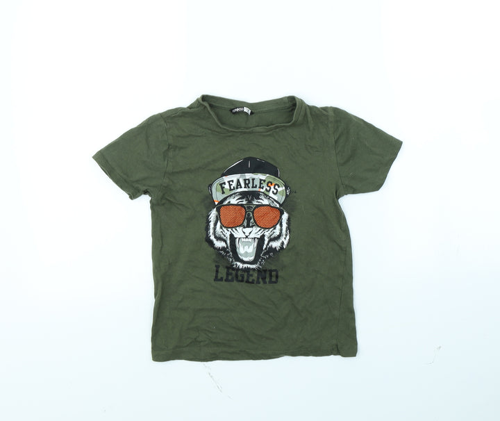 Pep & co Boys Green Basic T-Shirt Size 7 Years