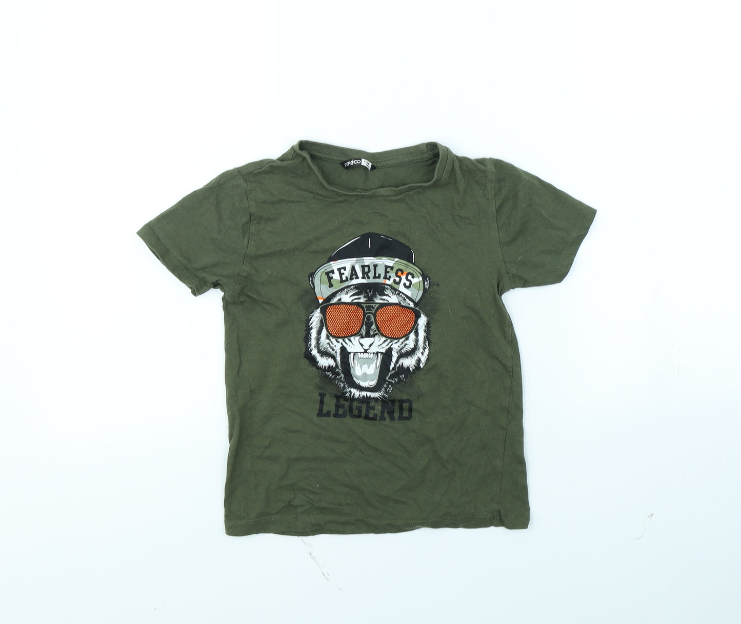 Pep & co Boys Green   Basic T-Shirt Size 7 Years