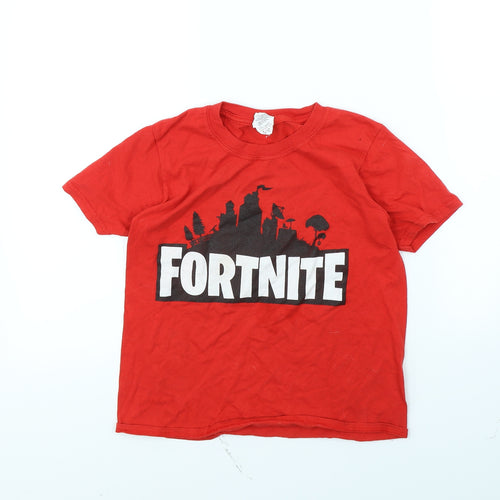 Gildan Boys Red   Basic T-Shirt Size M  - Fortnite