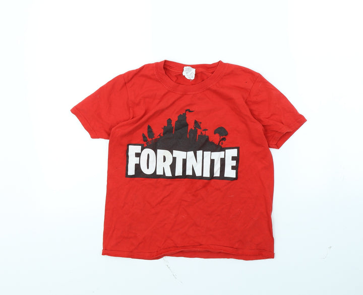 Gildan Boys Red Basic T-Shirt Size M - Fortnite