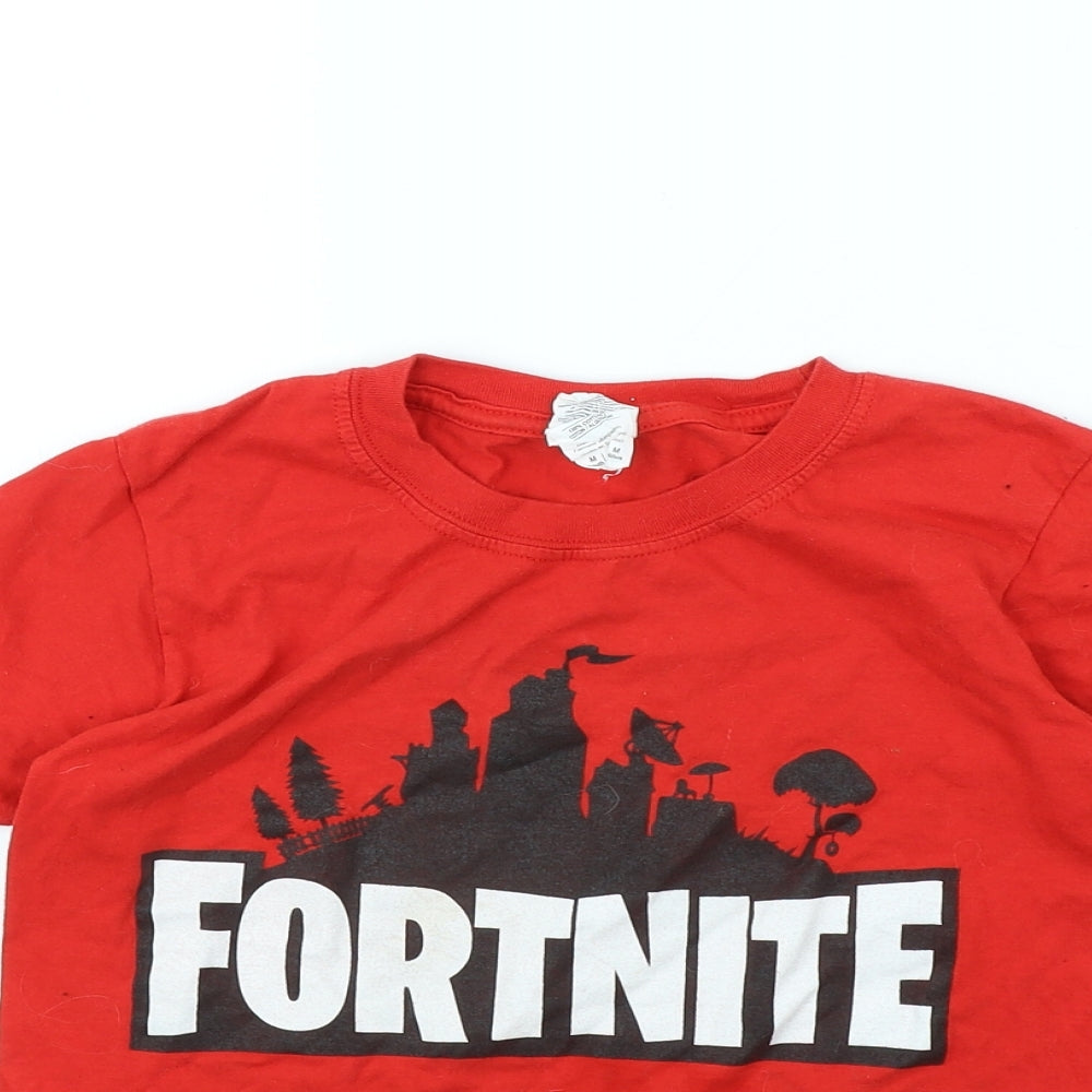 Gildan Boys Red   Basic T-Shirt Size M  - Fortnite