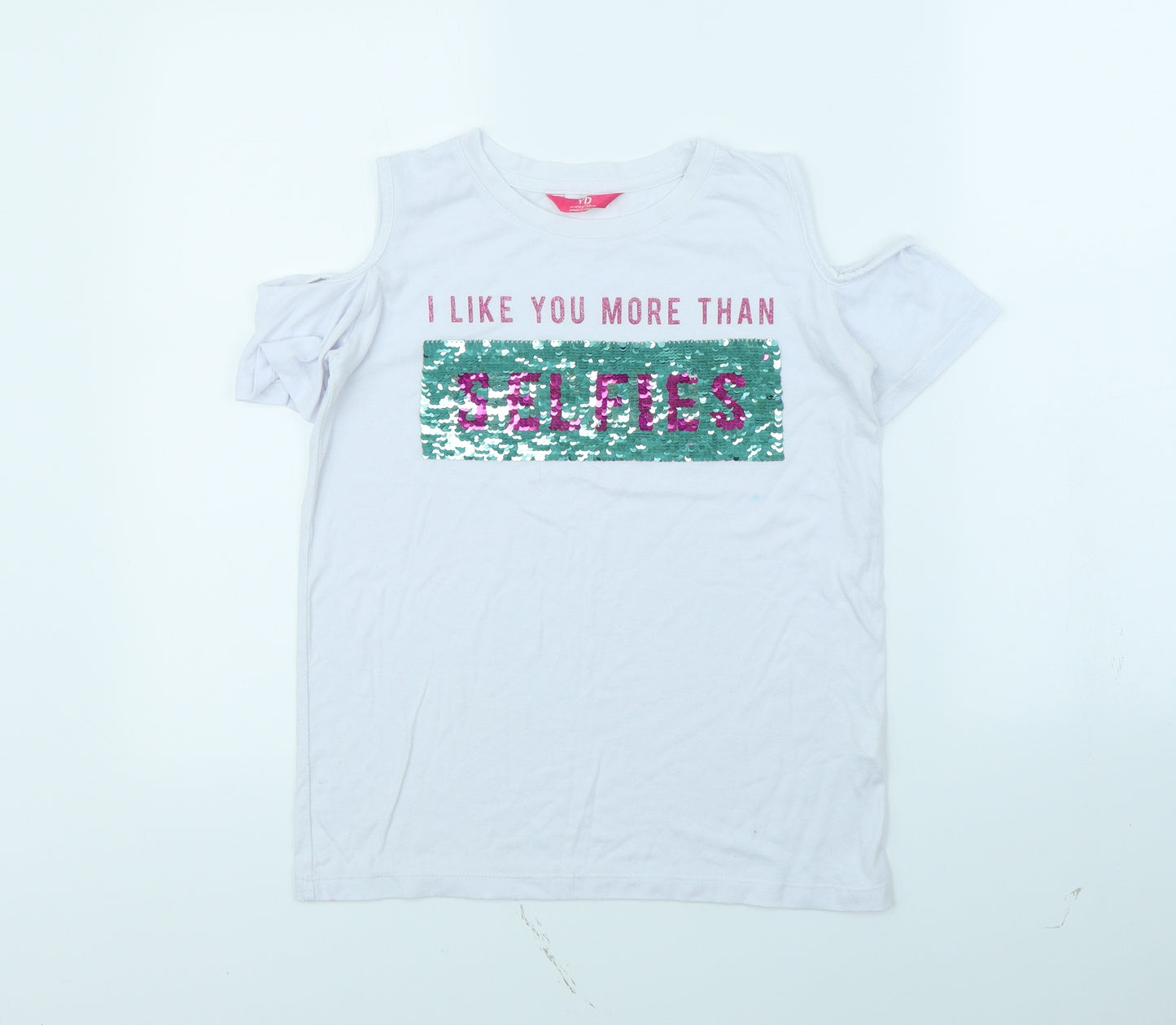 YD Girls White   Basic T-Shirt Size 11 Years