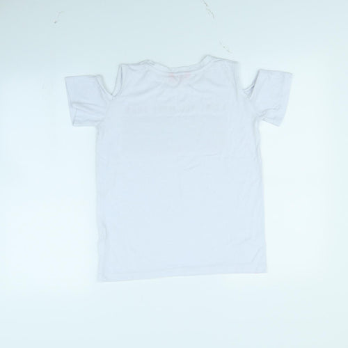 YD Girls White   Basic T-Shirt Size 11 Years