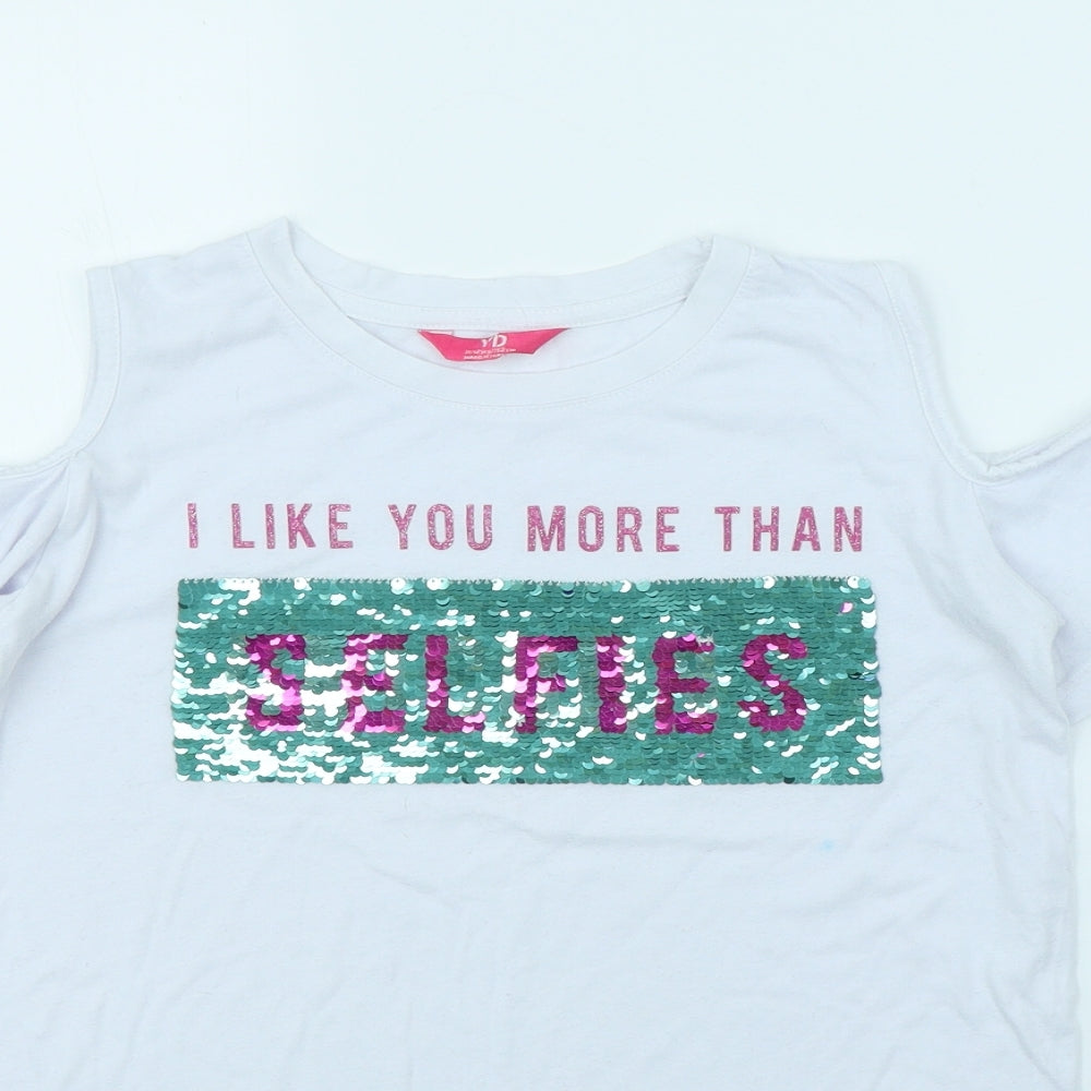 YD Girls White   Basic T-Shirt Size 11 Years