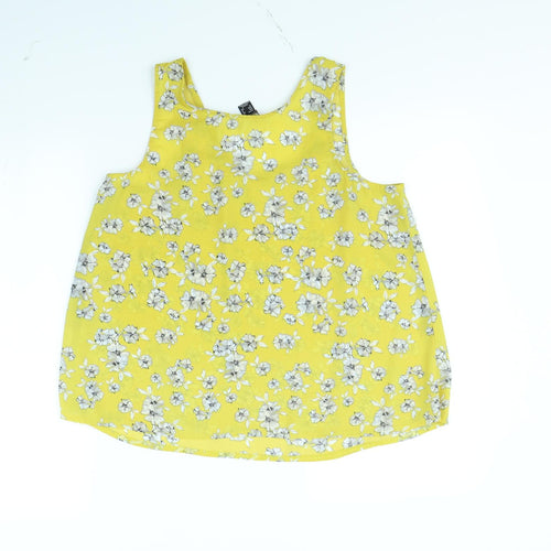 Atmosphere Womens Yellow Floral  Basic Tank Size 12