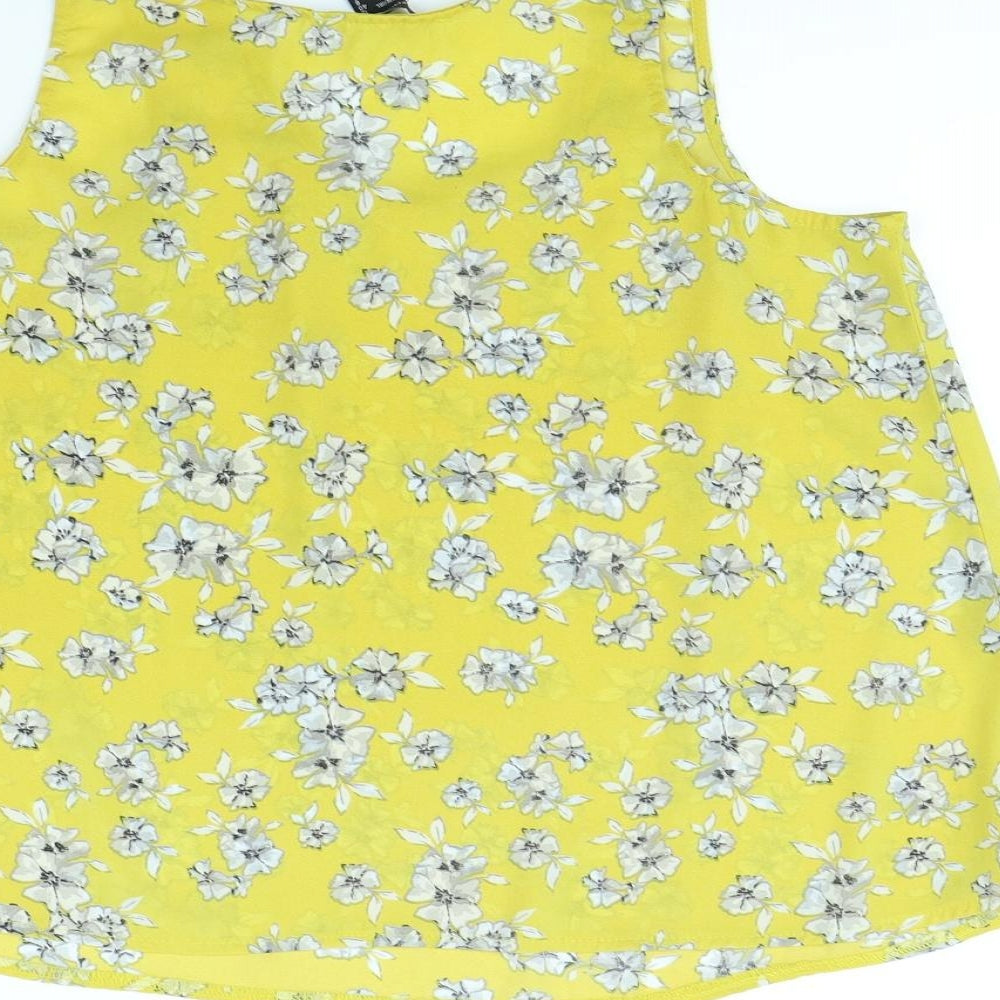 Atmosphere Womens Yellow Floral  Basic Tank Size 12